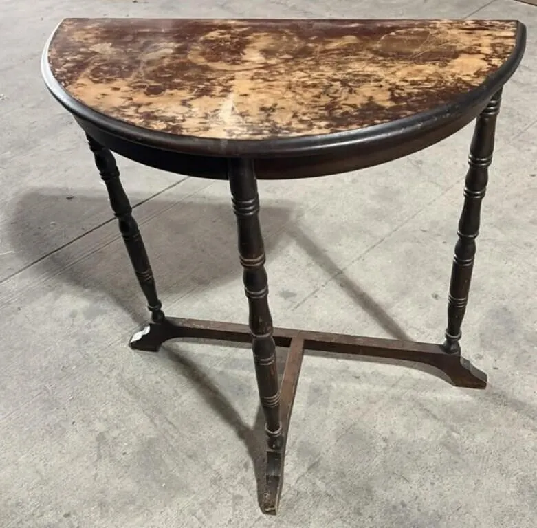 Wooden D Table 28"W x 14"D x 30"H. Missing a