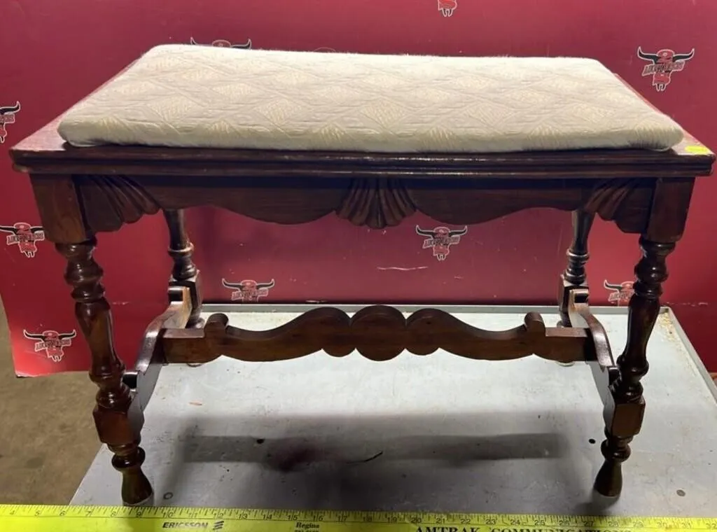 Small Wooden Bench. 22"W x 12"D x 17"H.