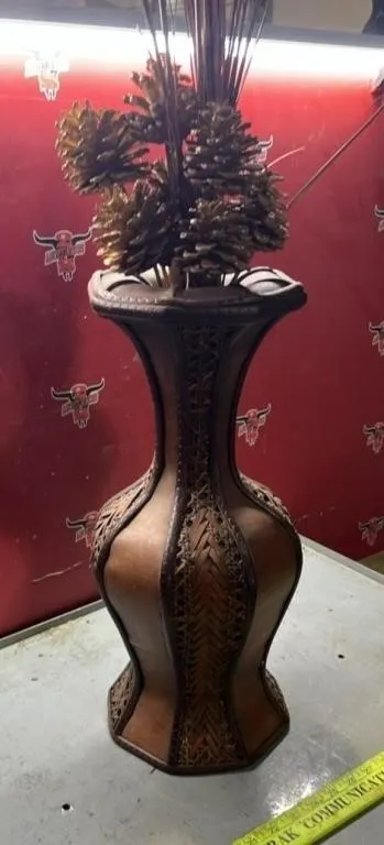 Decorative 36"H Floral Display in Leather Like