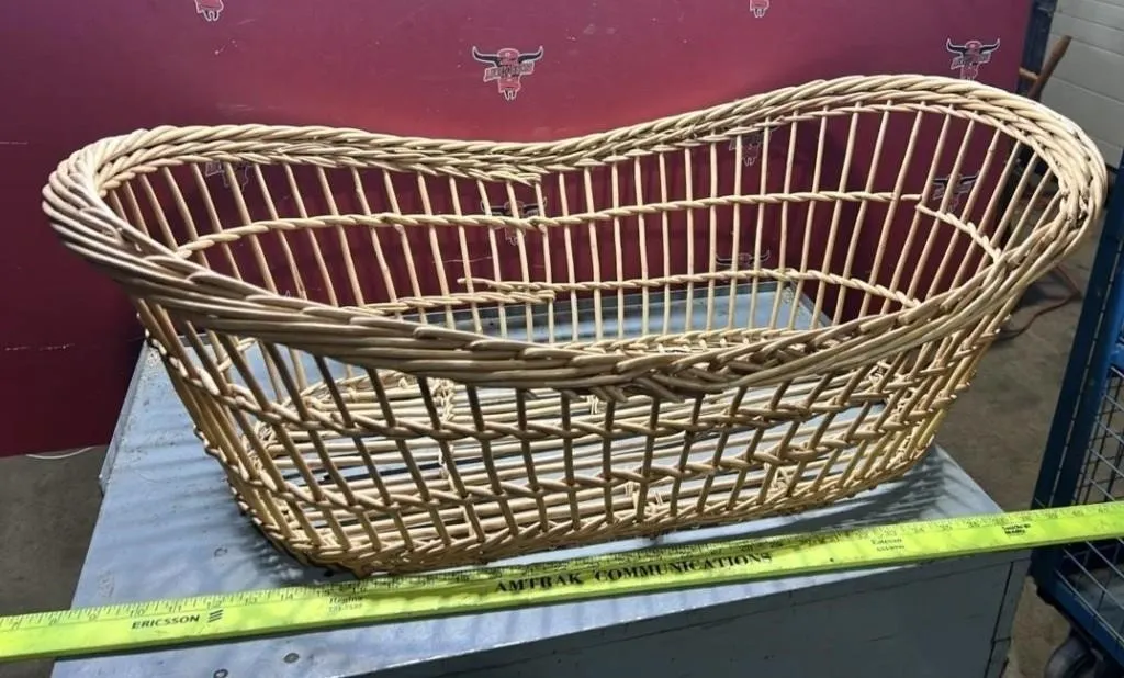 Vintage Wicker Basket 32"L x 22"W x 13"D. #TS