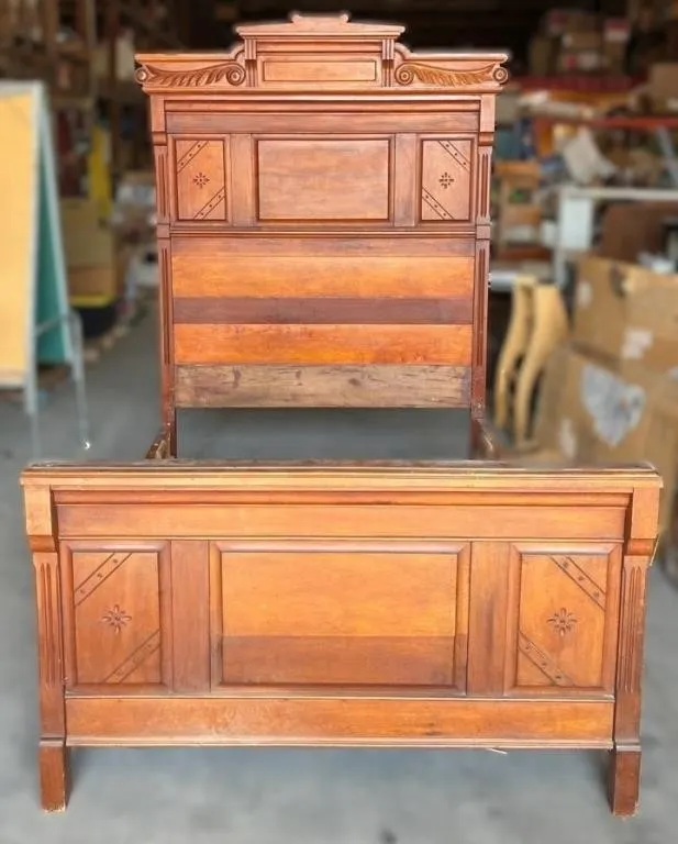 Antique Bed Frame. Damage to Footboard Near