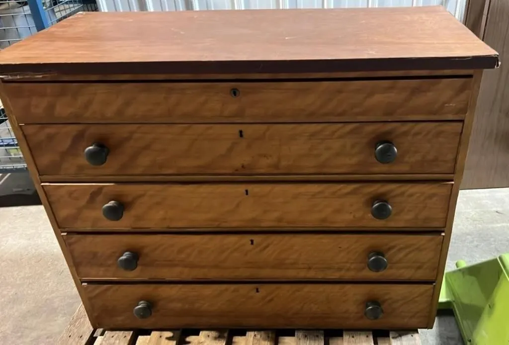 Vintage Wooden Chest of Drawers. 47"W x 21"D x