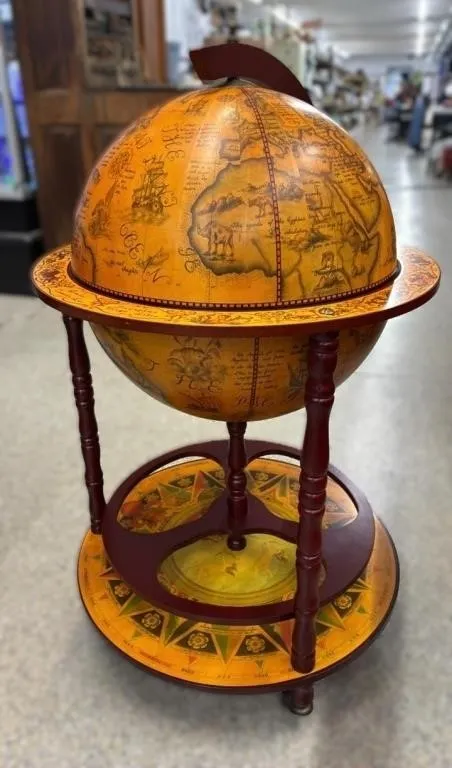 Retro Rolling Globe Bar. 22�diam x 35�H.