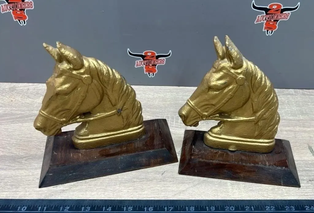Cast Iron Horse Head Book Ends