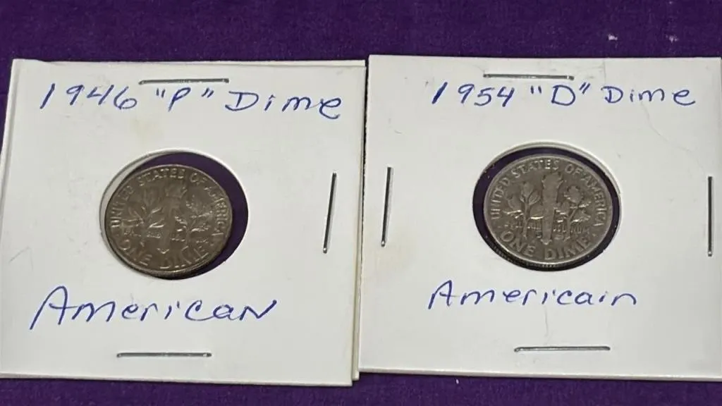 1956 & 1954 American Dime.