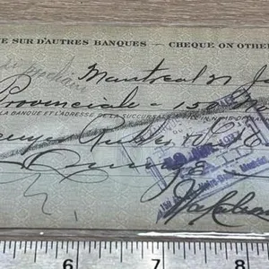 1937 Bank Issued Cheque from Banque D� Hochelaga