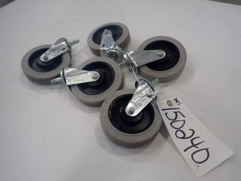 UNUSED Qty Of (5) 5 In. Rubber Swivel Casters