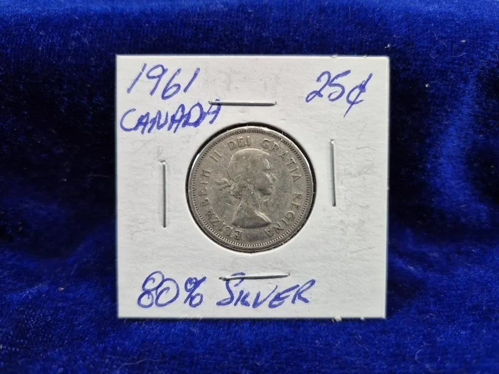 1961 Canada 25 Cents 80% Silver Coin