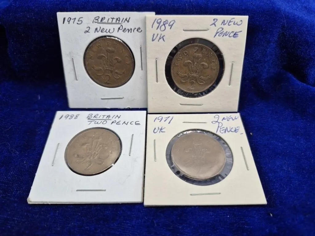 UK Two Pence & US Lincoln Penny Coin Lot