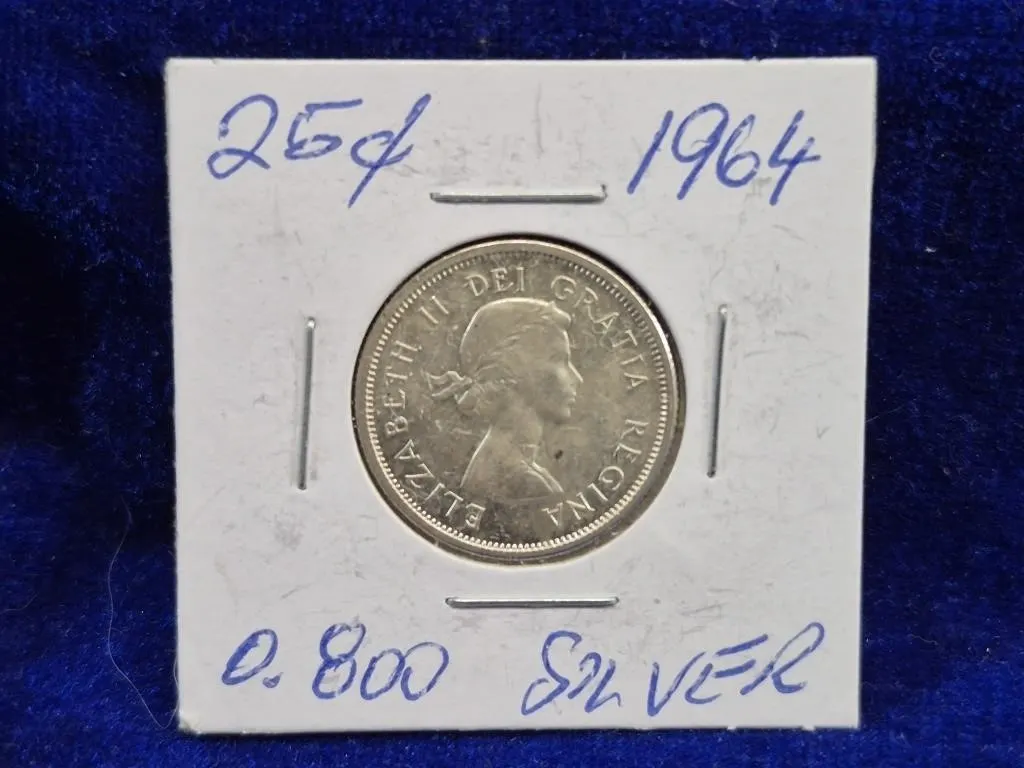 1964 Canada 25 Cents Silver Coin