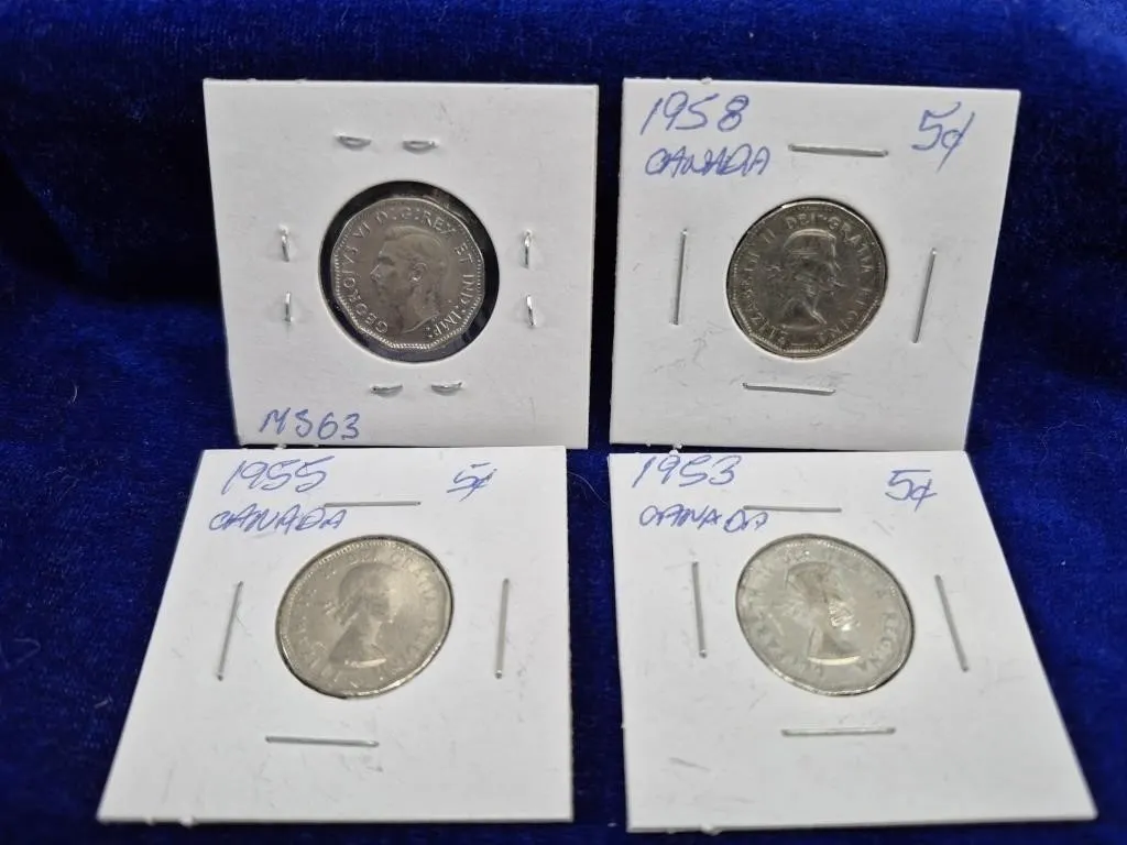 Canada 5-Cent Coins Lot (1944-1958)