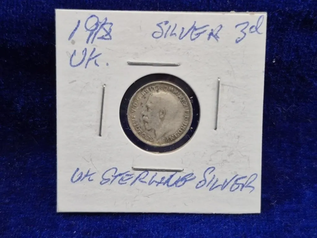 UK Silver 3d Coins, 1913 & 1918 (2)