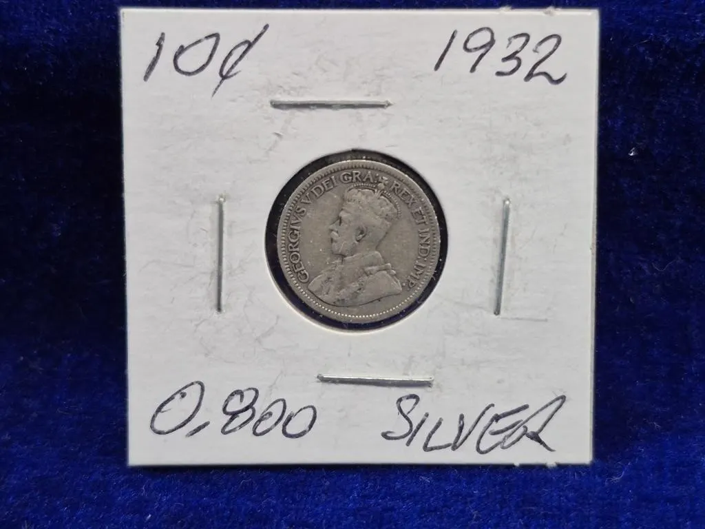 1932 Canada 10 Cent Silver Coin