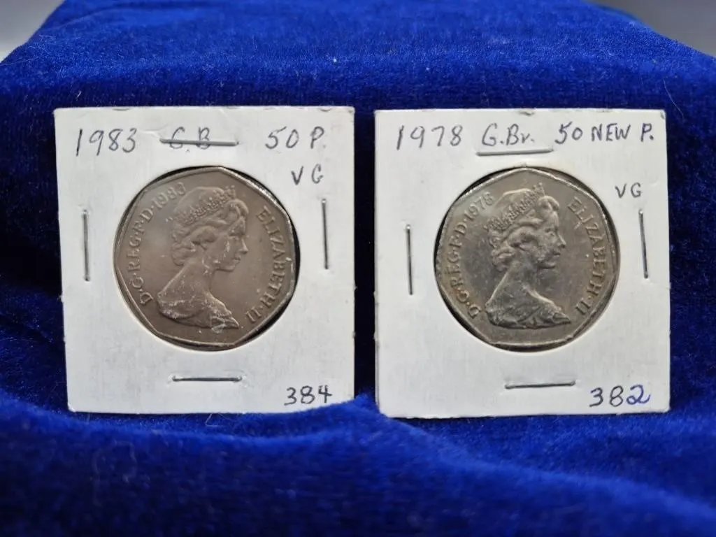 Two GB 50p Coins: 1983 & 1978 New Pence