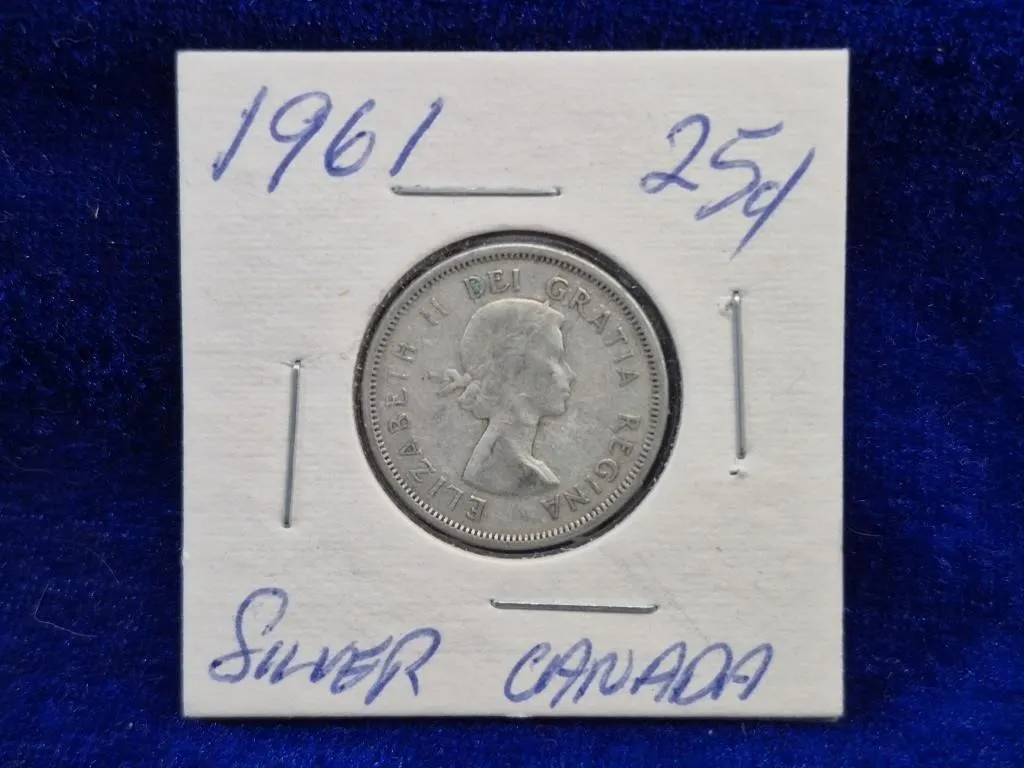 1961 Canada Silver 25 Cent Coin
