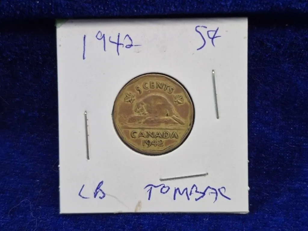 1942 Canada 5 Cents Tombac Beaver Nickel