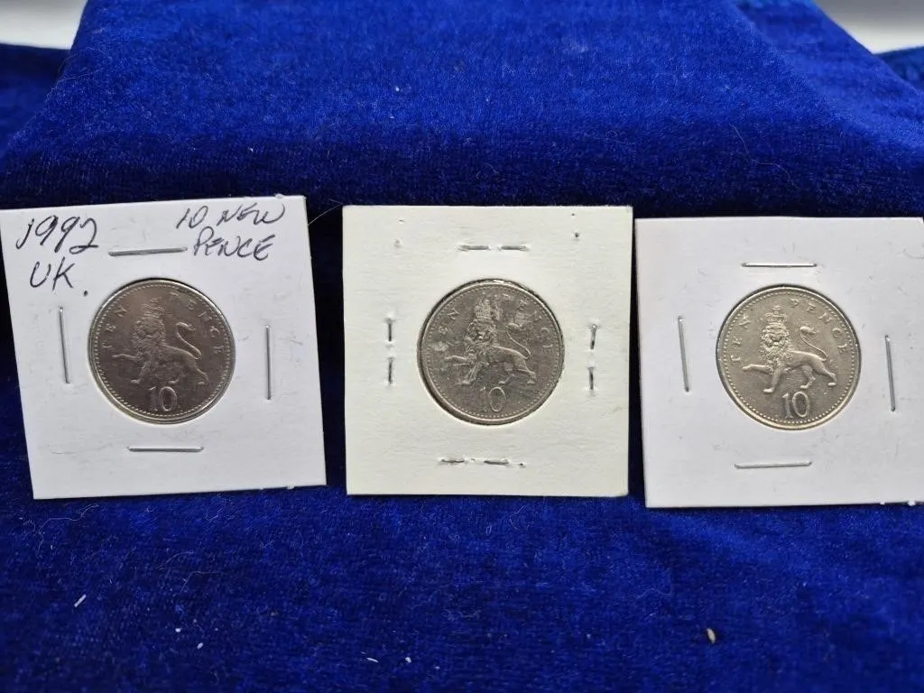 UK 10 Pence Coin Lot, 1992-1996