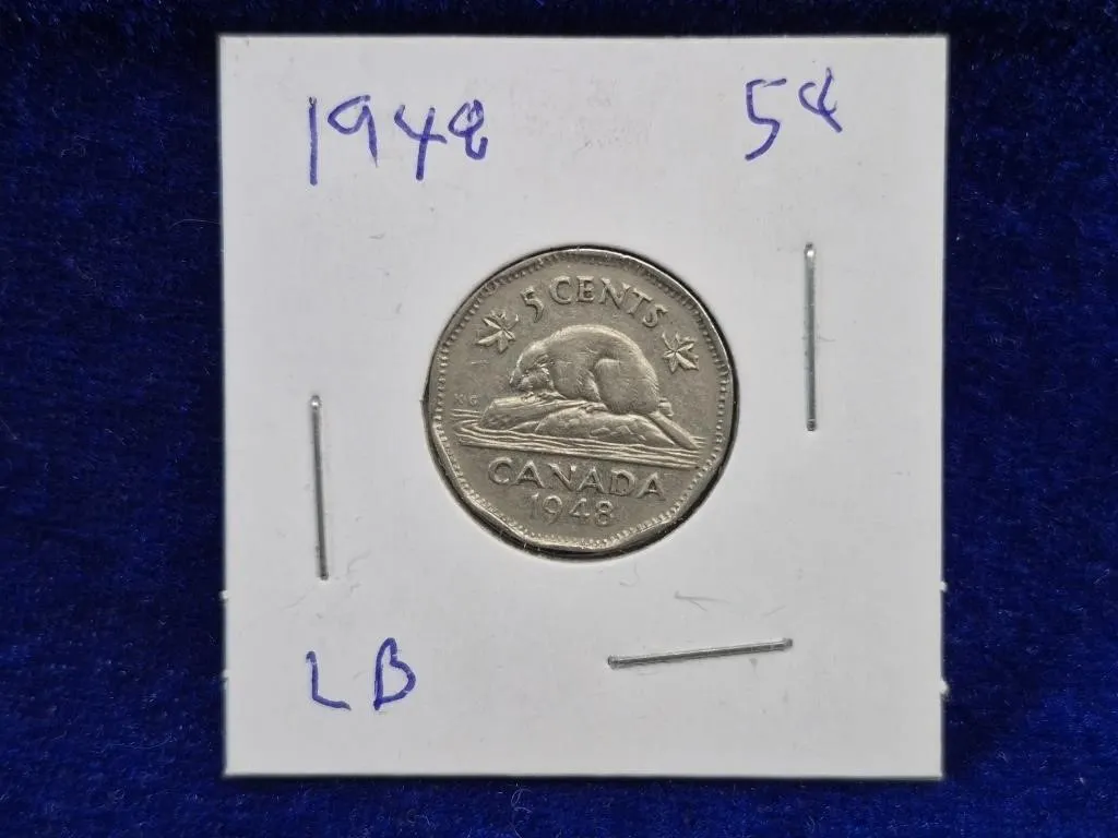 1948 Canada 5 Cents Beaver Nickel