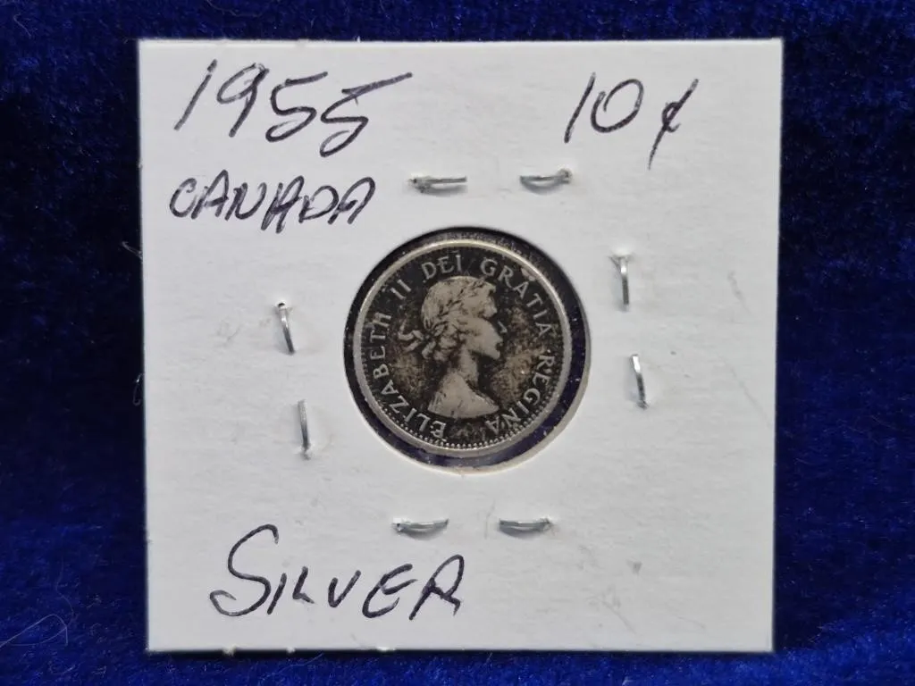1955 Canada Silver 10 Cents