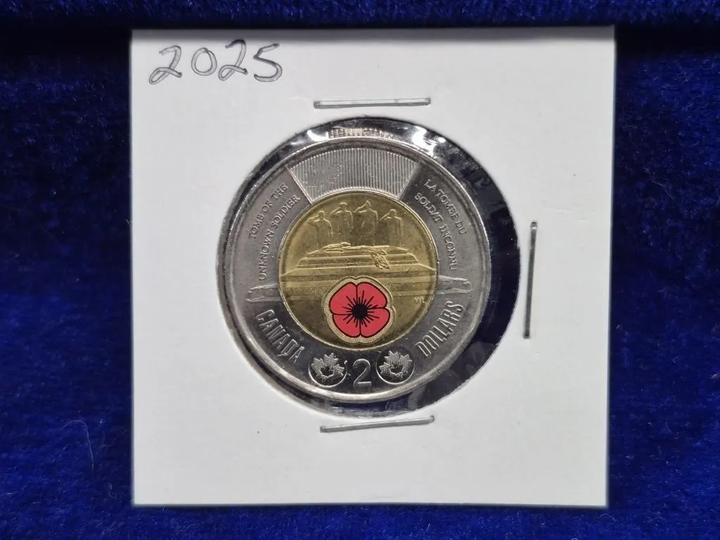 2025 Canada Toonie Charles III Poppy Colorized $2