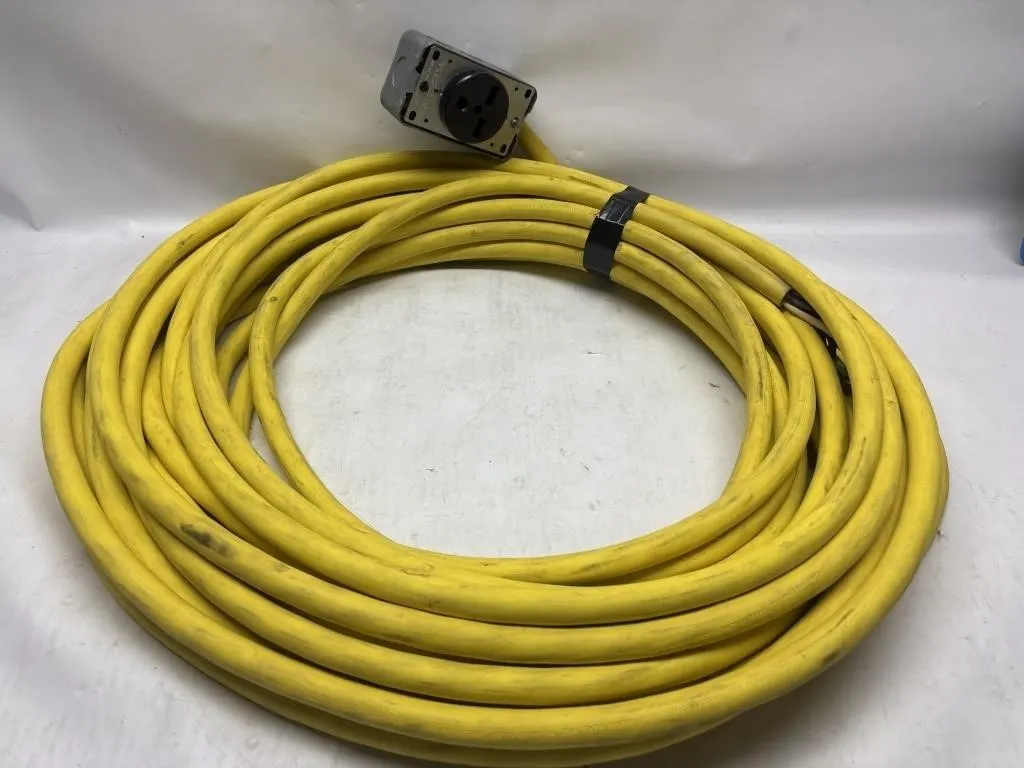 Yellow Heavy-Duty Coiled Power Cord with