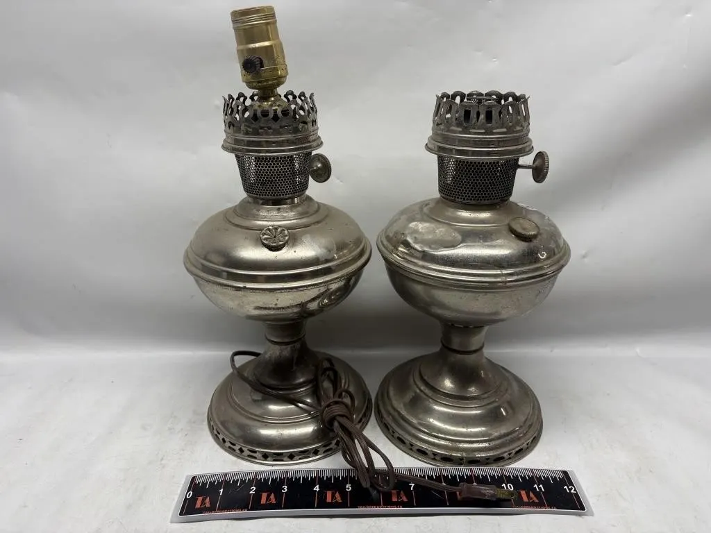 Pair of Aladdin Model Kerosene Table Lamps