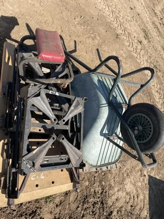 FOLDIRY WORKBENCHES, WHEEL BARROW, MECHANICS CHAIR
