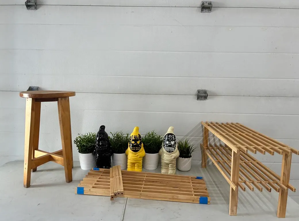 Gnomes, Plants, Shoe Tacks and Stool