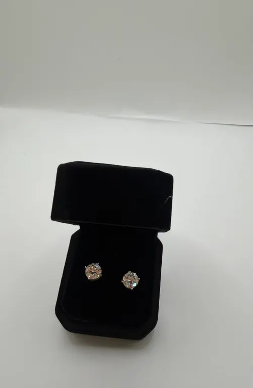 925S 2.0ct Each Simulated Diamond (CZ) Stud Earrings~New!
