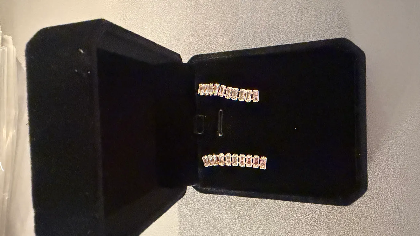 18K Gold Plated 5.0mm Emerald Cut Simulated Diamond (CZ) Tassel Earrings~New!