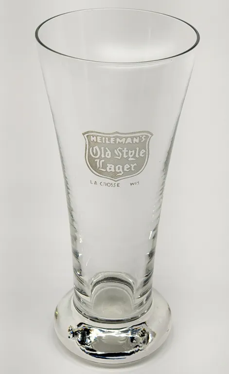 HEILEMANS OLD STYLE LAGER BEER LA CROSSE WISCONSIN BEER DRINKING GLASS