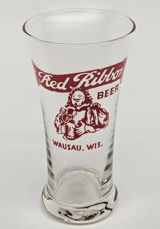 RED RIBBON BEER WAUSAU WISCONSIN DRINKING GLASS