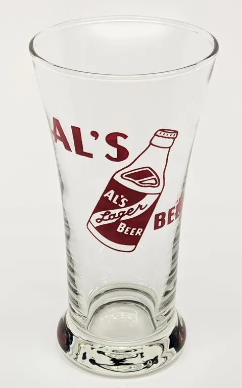 AL'S LAGER BEER BLOOMER WISCONSIN DRINKING GLASS
