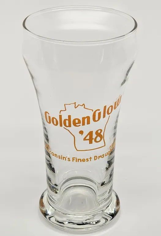 BLUMR'S GOLDEN GLOW '48 MONROE WISCONSIN BEER DRINKING GLASS