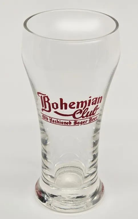 BOHEMIAN CLUB GOOD OLD FASHIONED LAGER BEER HUBER BREWING MONROE WISCONSIN DRINKING GLASS