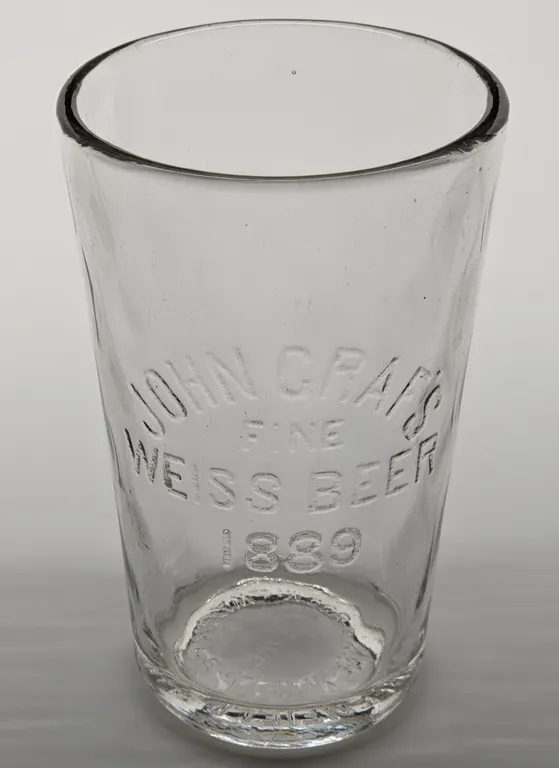 PRE PROHBITION JOHN GRAF'S WEISS BEER 1889 MILWAUKEE WISCONSIN DRINKING GLASS