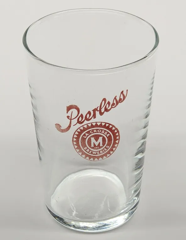 LA CROSSE BREWERIES PEERLESS BEER WISCONSIN DRINKING GLASS