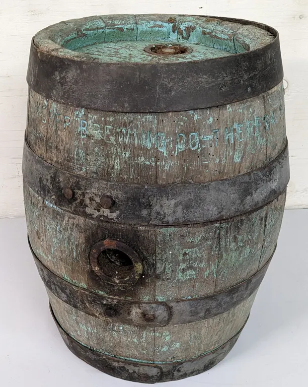 WOOD BEER KEG BARREL G WEBER BREWING THERESA WISCONSIN