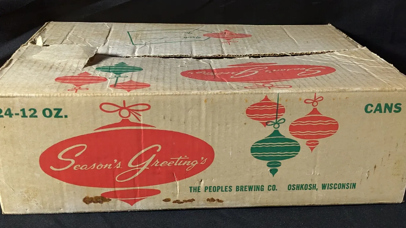 PEOPLES BREWING OSHKOSH WISCONSIN 24 CAN SEASON'S GREETING BEER CASE BOX