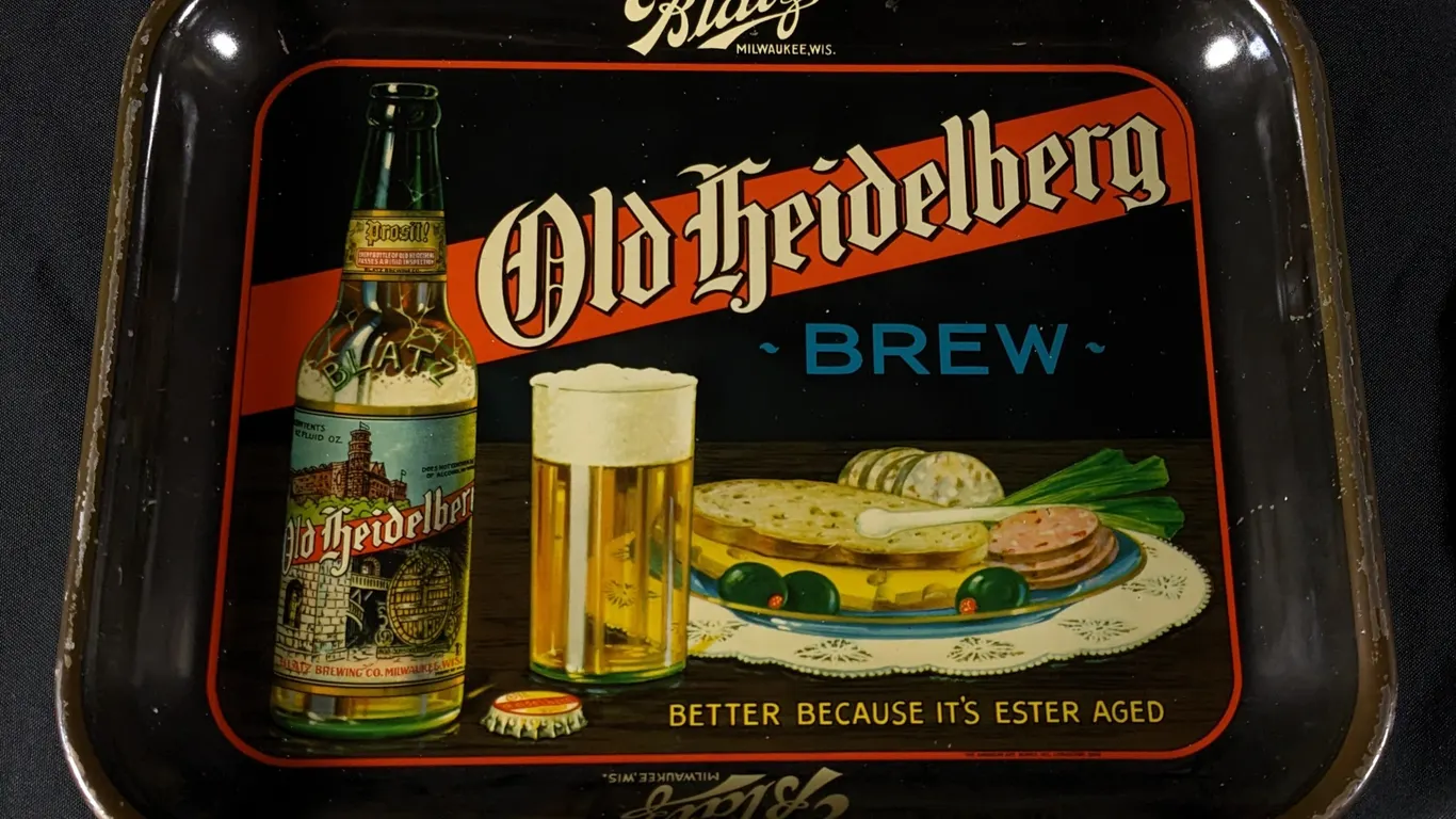 PROHIBITION ERA TRAY BLATZ OLD HEIDELBERG BREW MILWAUKEE WISCONSIN