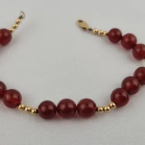 Vintage 14kt Yellow Gold Bracelet accented with Carnelian Beads