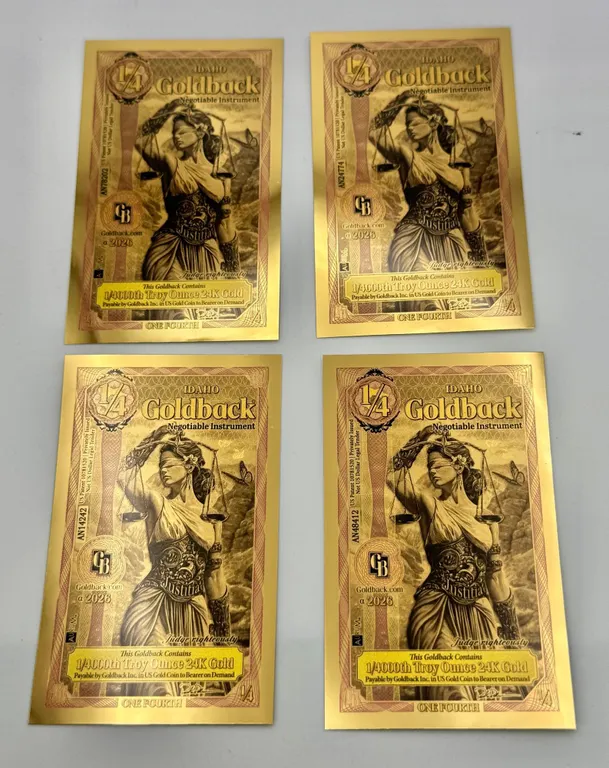 4 Idaho Goldback 1/4 Gold Notes