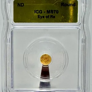 ICG MS70 Eye of Ra 1/500 oz .9999 Gold Round