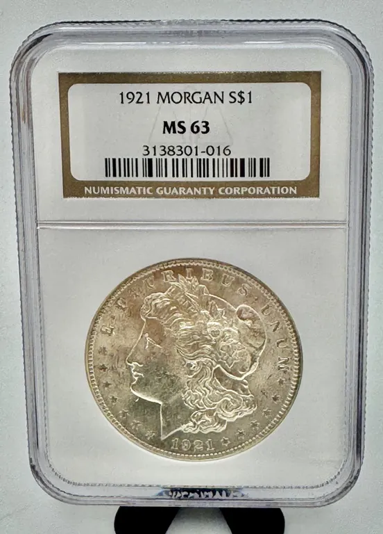 1921 Morgan Silver Dollar NGC MS 63