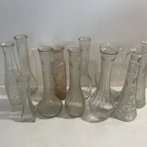 12 Assorted Vintage Clear Glass Bud Vases