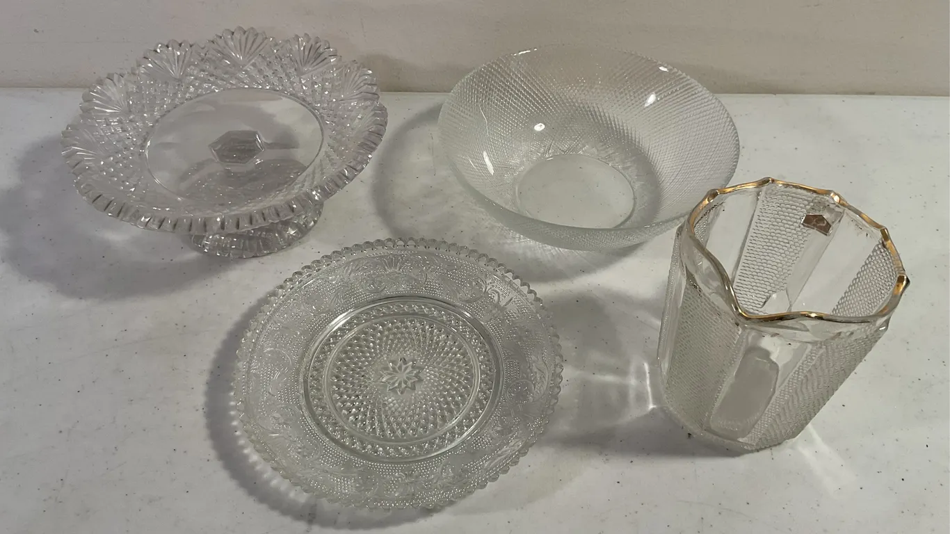 Assorted Vintage Glass Serving Pieces β 4 Pieces