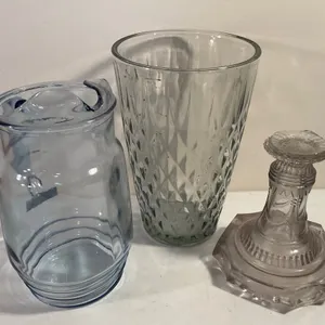 Vintage Pressed Glass Vase, Oil Lamp & Anchor Hocking Pitcher – 3 Pieces