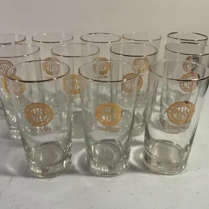 12 Vintage 1969 Clevite 50th Anniversary Libbey Gold-Rim Tumblers
