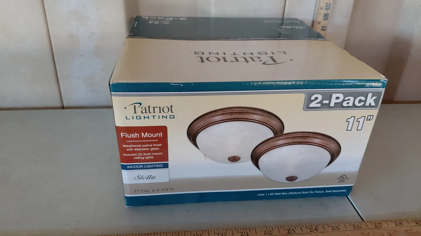 New 2 Pk Patriot Lighting Flush Mount Stella 11"X4.25"