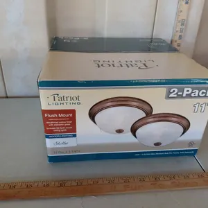 New 2 Pk Patriot Lighting Flush Mount Stella 11"X4.25"